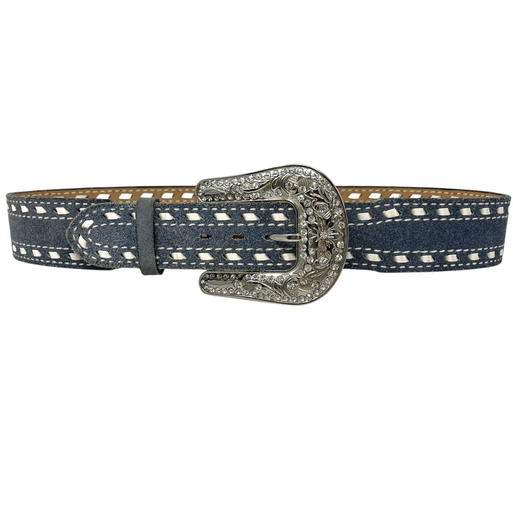 Justin Denim & leather belt with Rhinestone buckle M